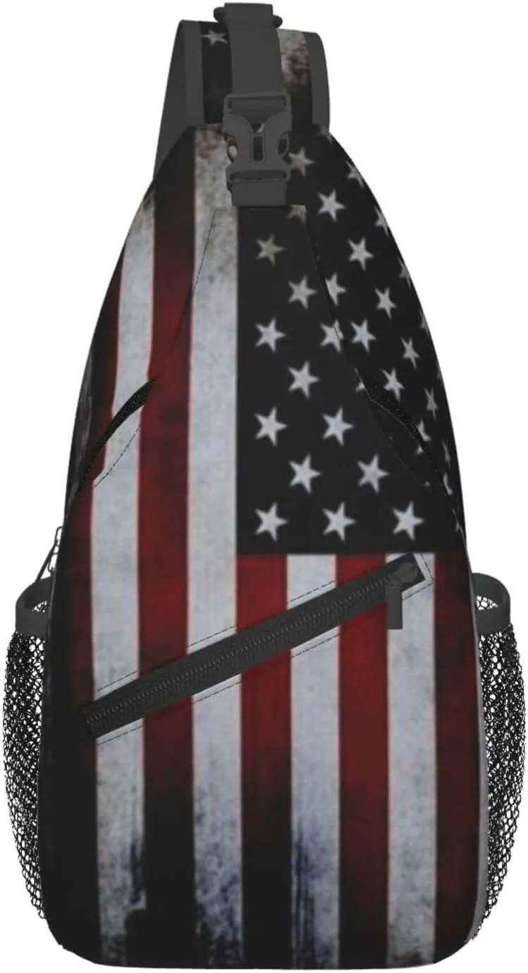 ASYG American Sling Bag American Crossbody Chest Daypack Casual Backpack Bag for America Flag Shoulder Bag