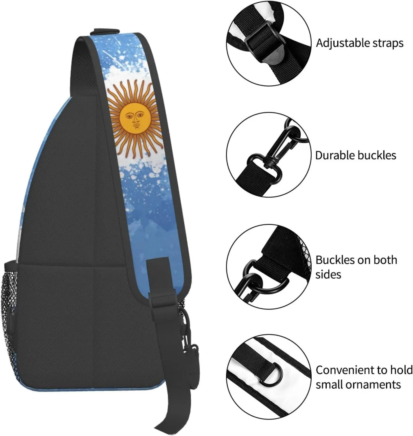 ASYG Argentina Sling Bag Argentine Flag Crossbody Chest Daypack Casual Backpack Argentine Shoulder Bag