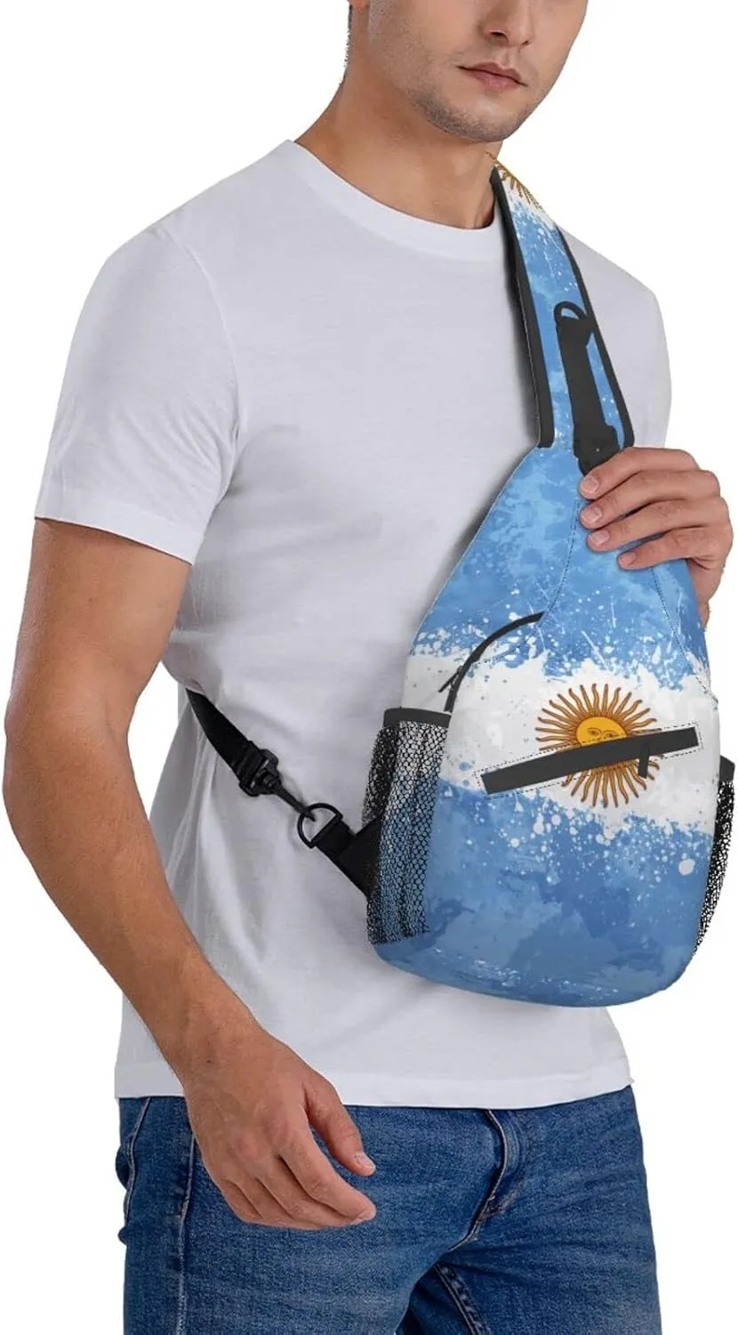 ASYG Argentina Sling Bag Argentine Flag Crossbody Chest Daypack Casual Backpack Argentine Shoulder Bag