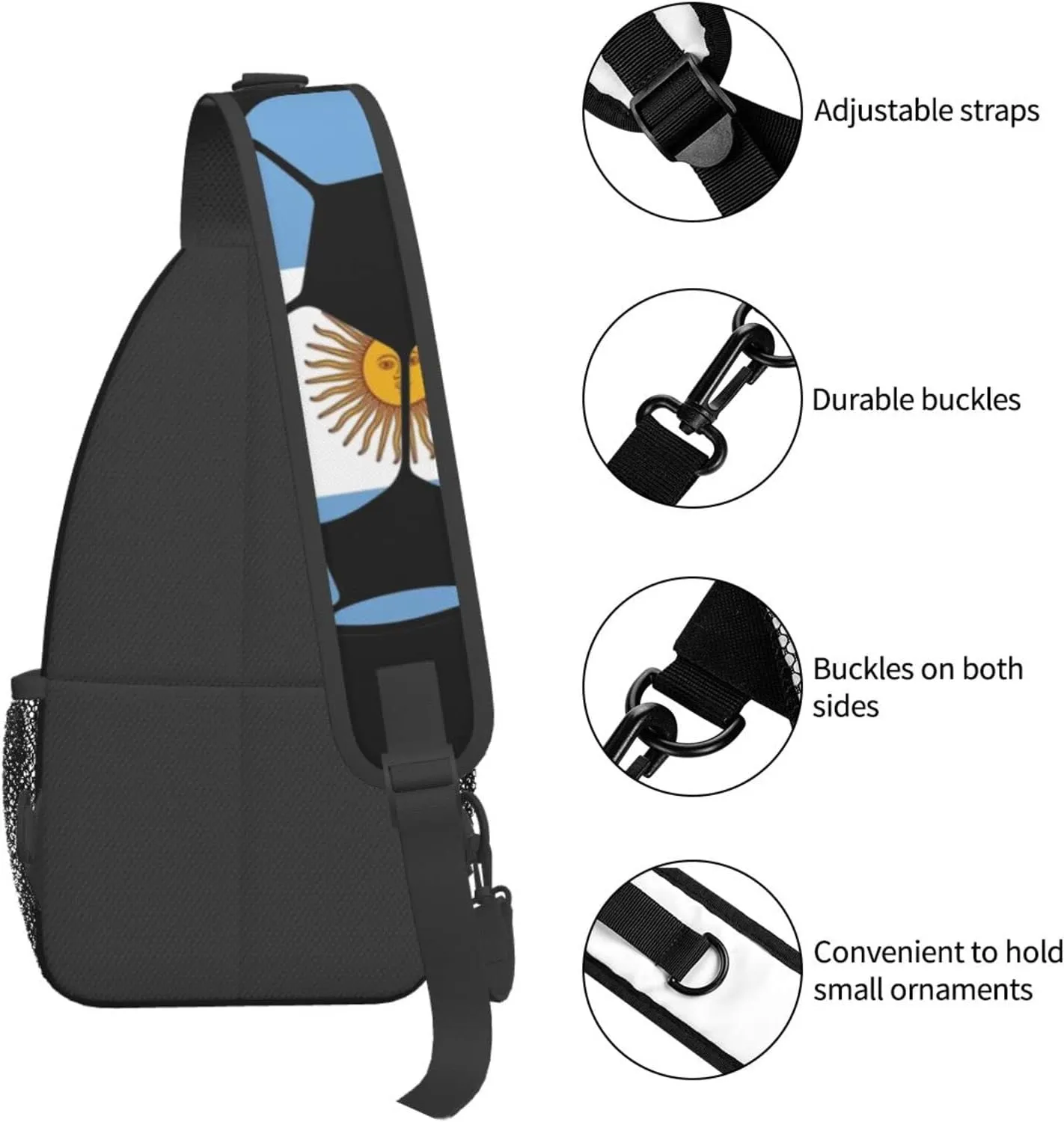 ASYG Argentina Sling Bag Argentine Flag Crossbody Chest Daypack Casual Backpack Argentine Shoulder Bag