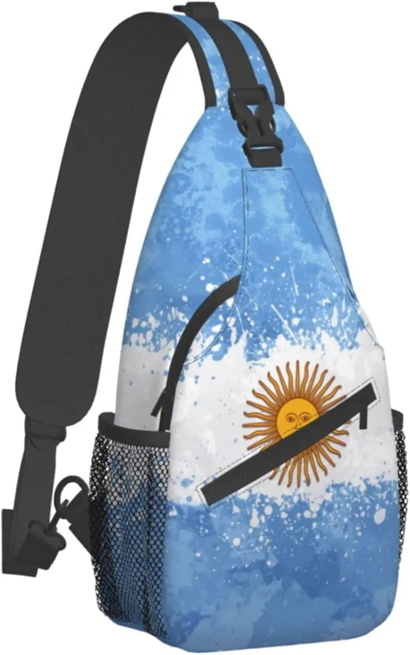 ASYG Argentina Sling Bag Argentine Flag Crossbody Chest Daypack Casual Backpack Argentine Shoulder Bag