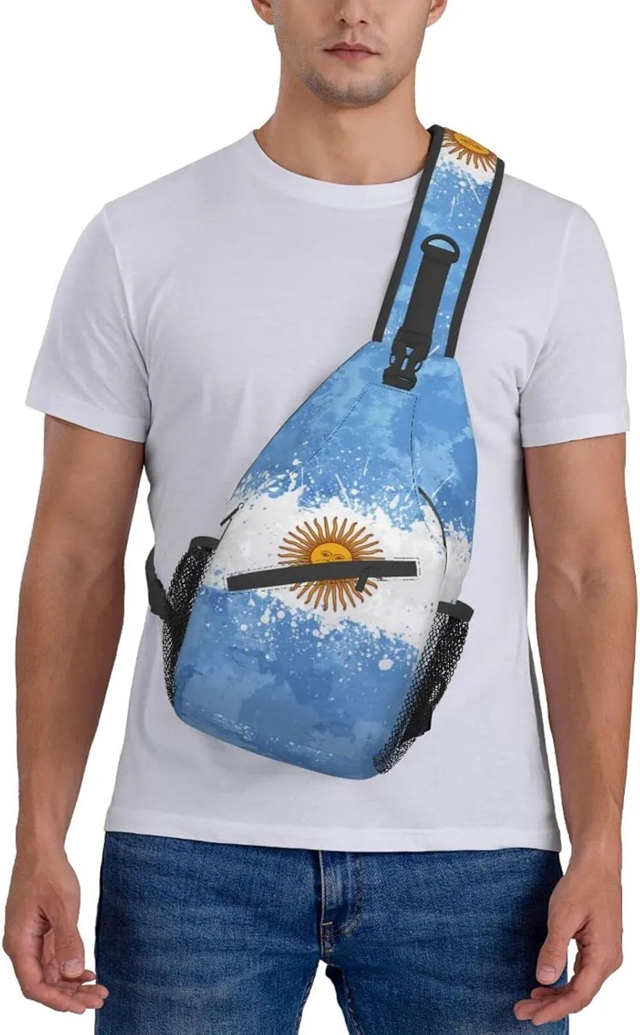 ASYG Argentina Sling Bag Argentine Flag Crossbody Chest Daypack Casual Backpack Argentine Shoulder Bag