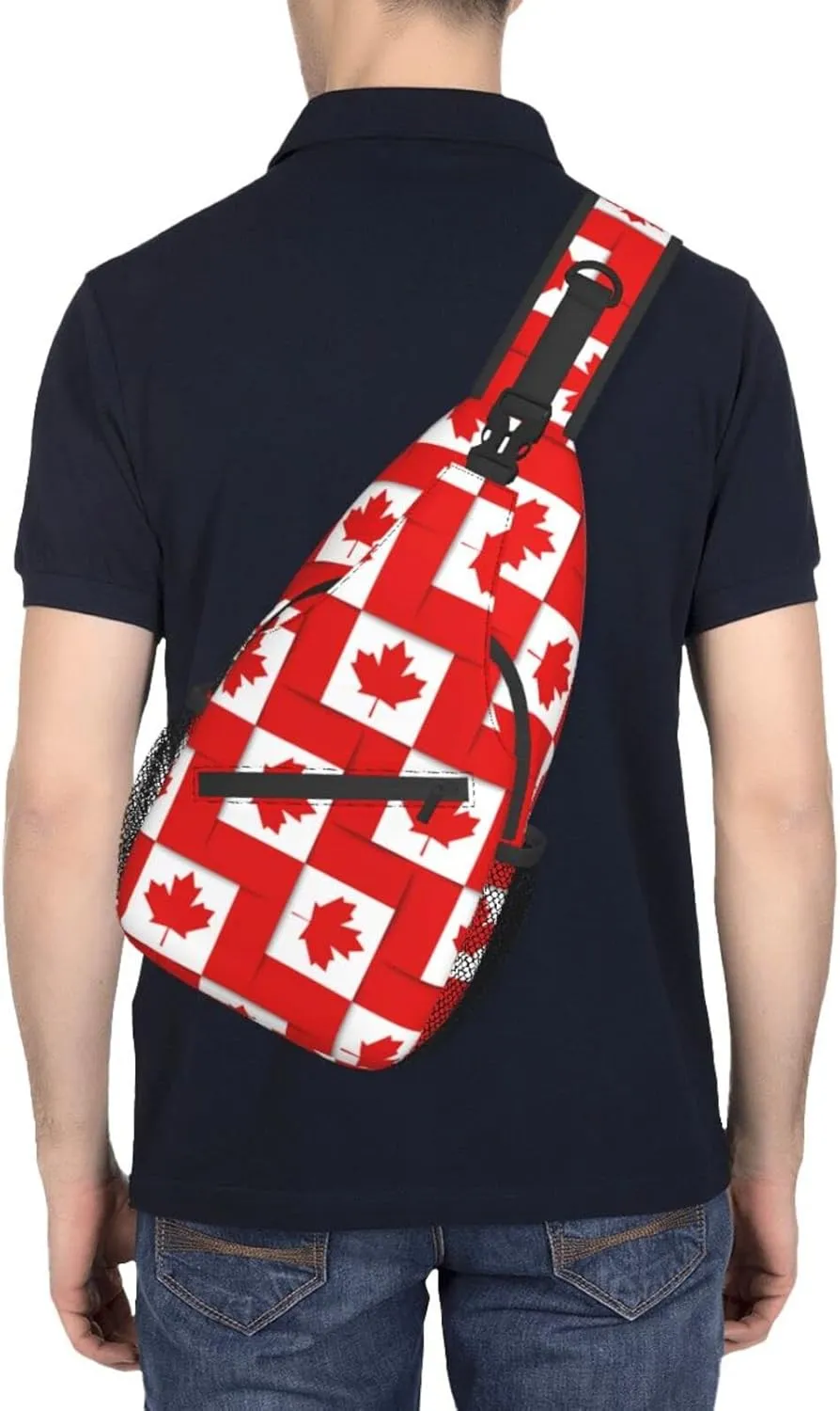 ASYG Canada Sling Bag Canada Flag Crossbody Chest Daypack Casual Backpack Maple Leaf Shoulder Bag For Travel Picnic