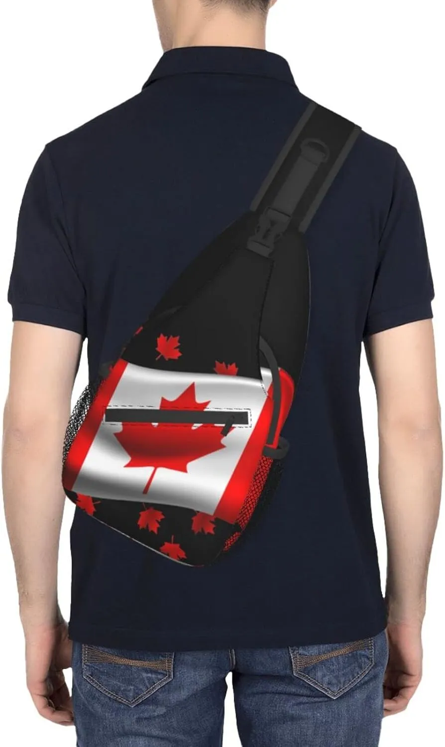 ASYG Canada Sling Bag Canada Flag Crossbody Chest Daypack Casual Backpack Maple Leaf Shoulder Bag For Travel Picnic
