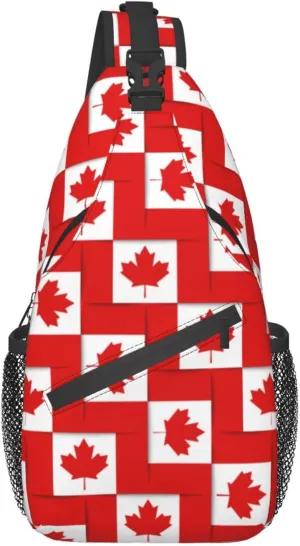 ASYG Canada Sling Bag Canada Flag Crossbody Chest Daypack Casual Backpack Maple Leaf Shoulder Bag For Travel Picnic