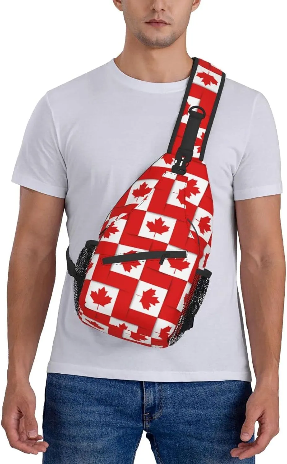 ASYG Canada Sling Bag Canada Flag Crossbody Chest Daypack Casual Backpack Maple Leaf Shoulder Bag For Travel Picnic