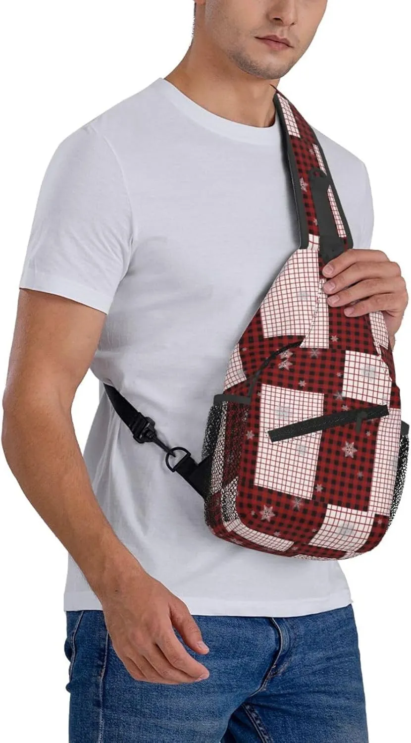 ASYG Christmas Sling Bag Merry Christmas Shoulder Bag Christmas Crossbody Chest Daypack Casual Backpack Snowflakes Bag