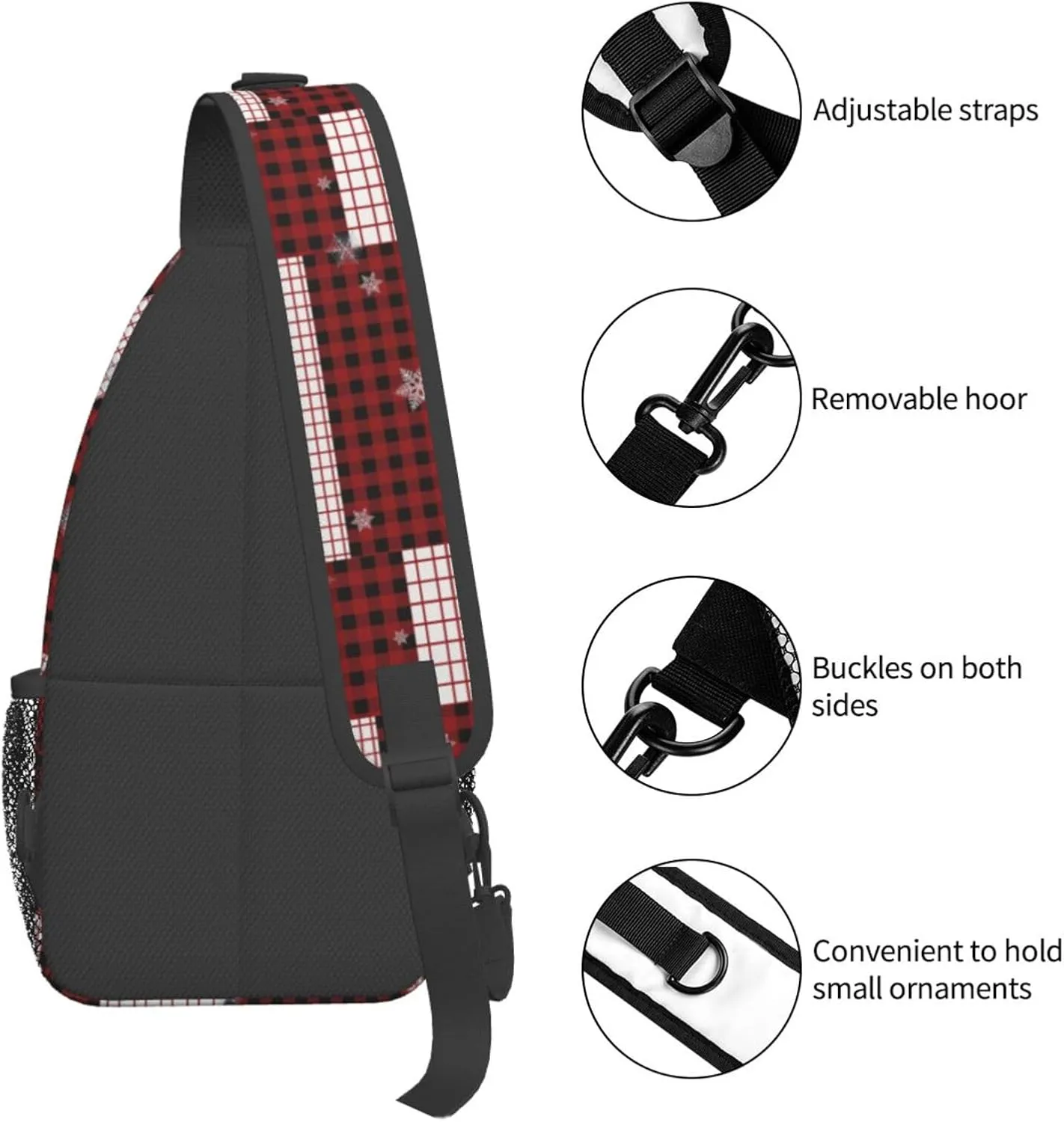 ASYG Christmas Sling Bag Merry Christmas Shoulder Bag Christmas Crossbody Chest Daypack Casual Backpack Snowflakes Bag