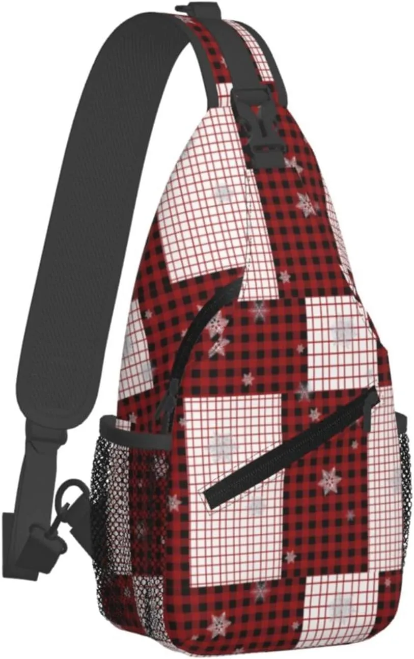 ASYG Christmas Sling Bag Merry Christmas Shoulder Bag Christmas Crossbody Chest Daypack Casual Backpack Snowflakes Bag