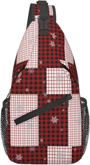ASYG Christmas Sling Bag Merry Christmas Shoulder Bag Christmas Crossbody Chest Daypack Casual Backpack Snowflakes Bag