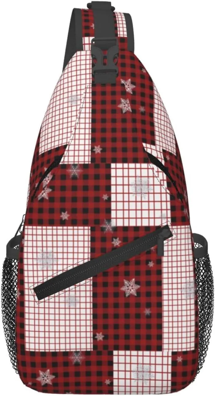 ASYG Christmas Sling Bag Merry Christmas Shoulder Bag Christmas Crossbody Chest Daypack Casual Backpack Snowflakes Bag