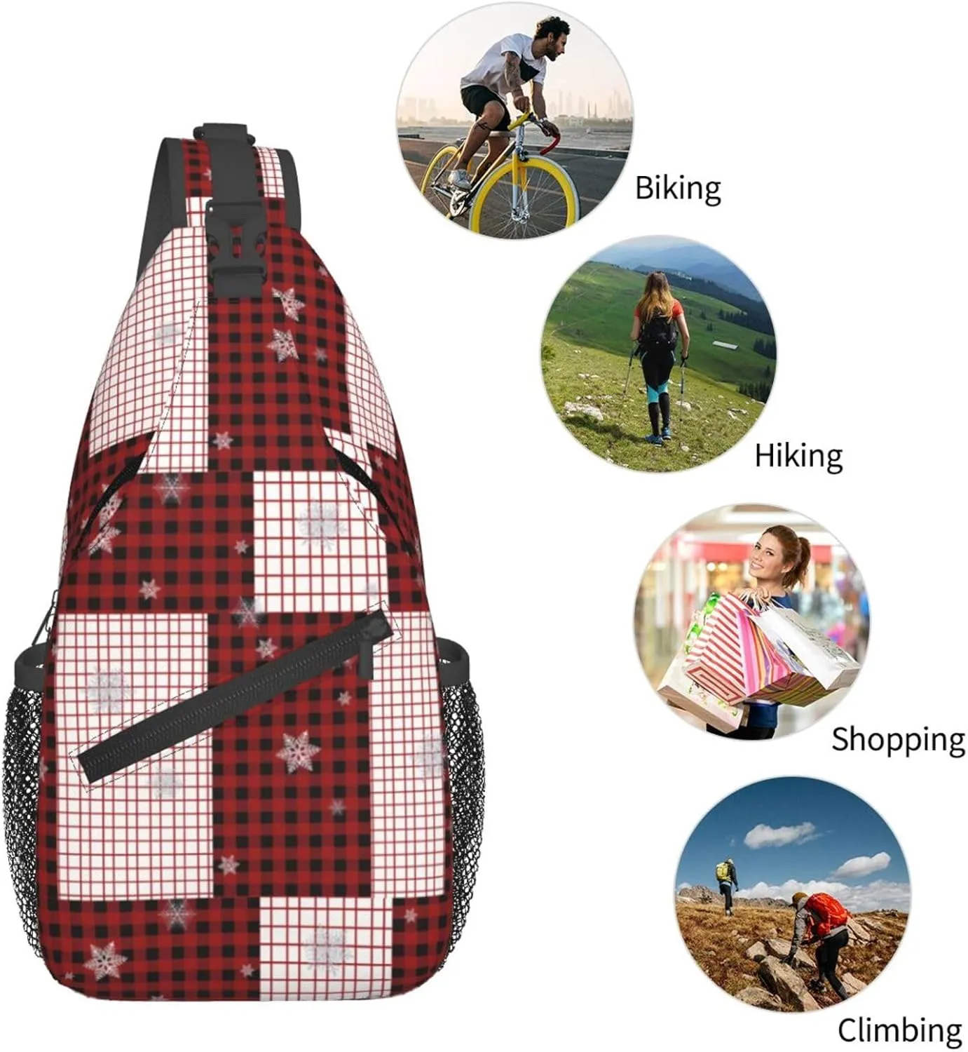 ASYG Christmas Sling Bag Merry Christmas Shoulder Bag Christmas Crossbody Chest Daypack Casual Backpack Snowflakes Bag
