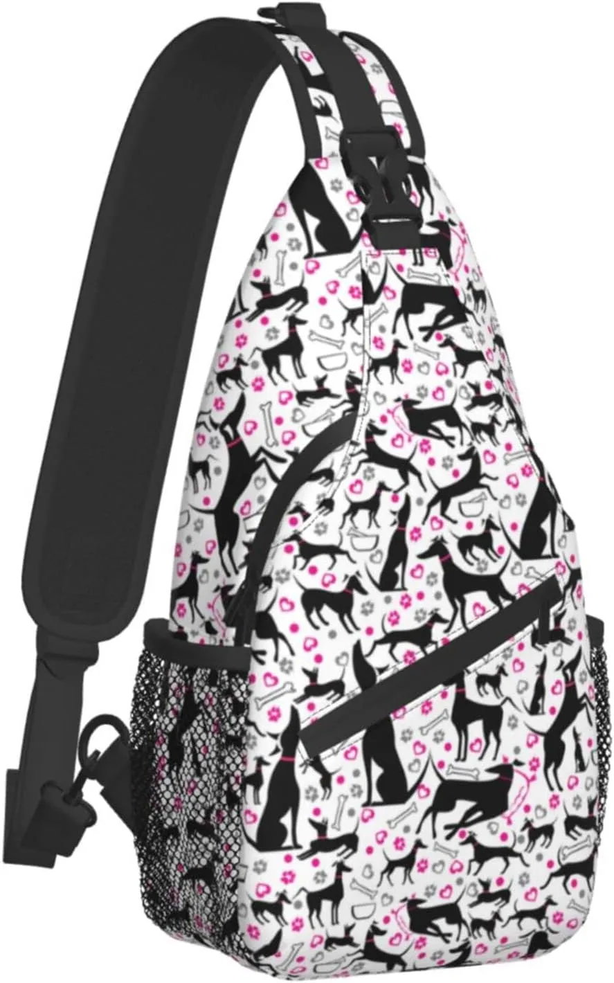 ASYG Cute Dog Sling Bag Dog Crossbody Chest Daypack Casual Backpack Women Shoulder Bag For Travel Picnic