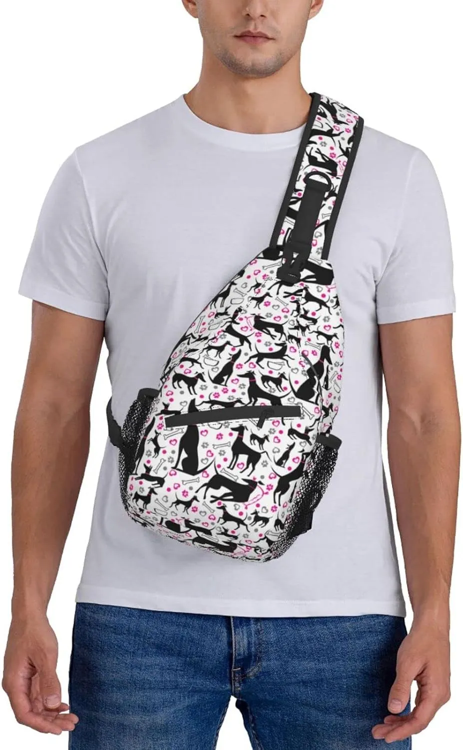 ASYG Cute Dog Sling Bag Dog Crossbody Chest Daypack Casual Backpack Women Shoulder Bag For Travel Picnic