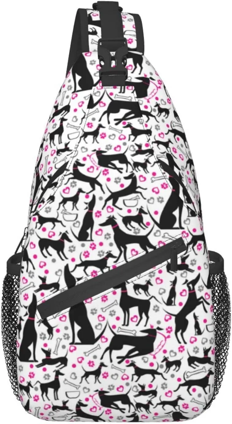 ASYG Cute Dog Sling Bag Dog Crossbody Chest Daypack Casual Backpack Women Shoulder Bag For Travel Picnic