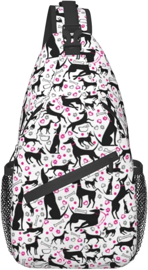 ASYG Cute Dog Sling Bag Dog Crossbody Chest Daypack Casual Backpack Women Shoulder Bag For Travel Picnic