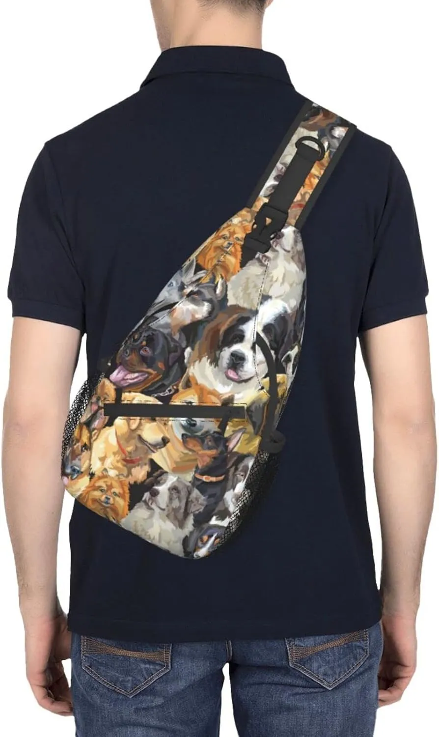 ASYG Cute Dog Sling Bag Dog Crossbody Chest Daypack Casual Backpack Women Shoulder Bag For Travel Picnic