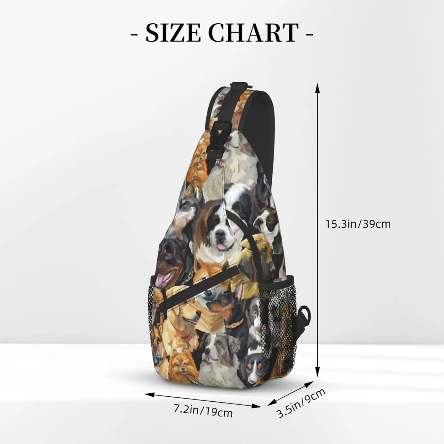 ASYG Cute Dog Sling Bag Dog Crossbody Chest Daypack Casual Backpack Women Shoulder Bag For Travel Picnic
