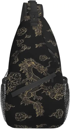 ASYG Dragon Pattern Sling Bag Crossbody Chest Daypack Casual Backpack Cool Shoulder Bag For Travel Hiking Sport Gym