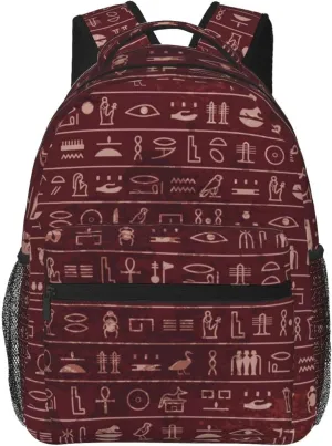 ASYG Egyptian Backpack Hieroglyphics Laptop Backpack Ancient Egytp Tablet Travel Bag Egypt Bag
