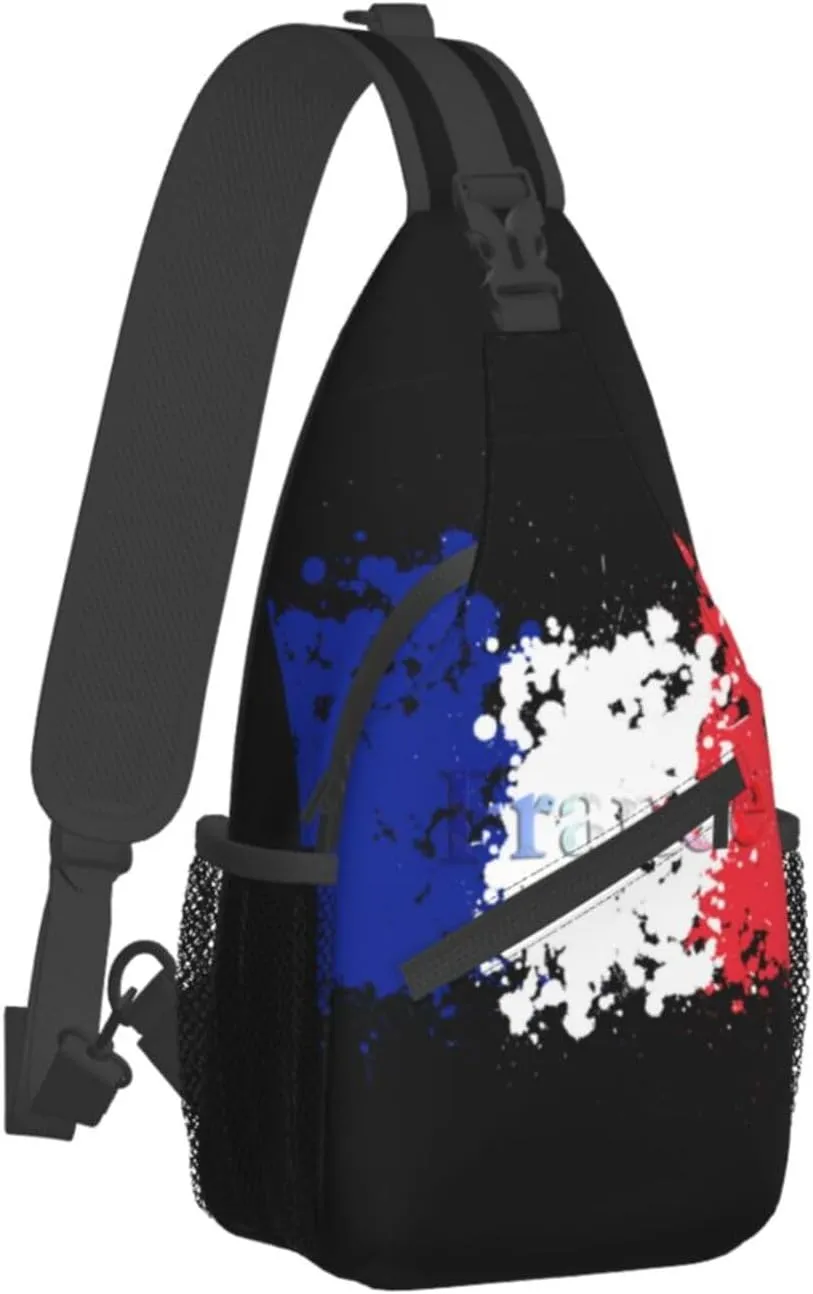 ASYG France Sling Bag France Flag Crossbody Chest Daypack Casual Backpack Shoulder Bag Hiking Bag Franch Bag
