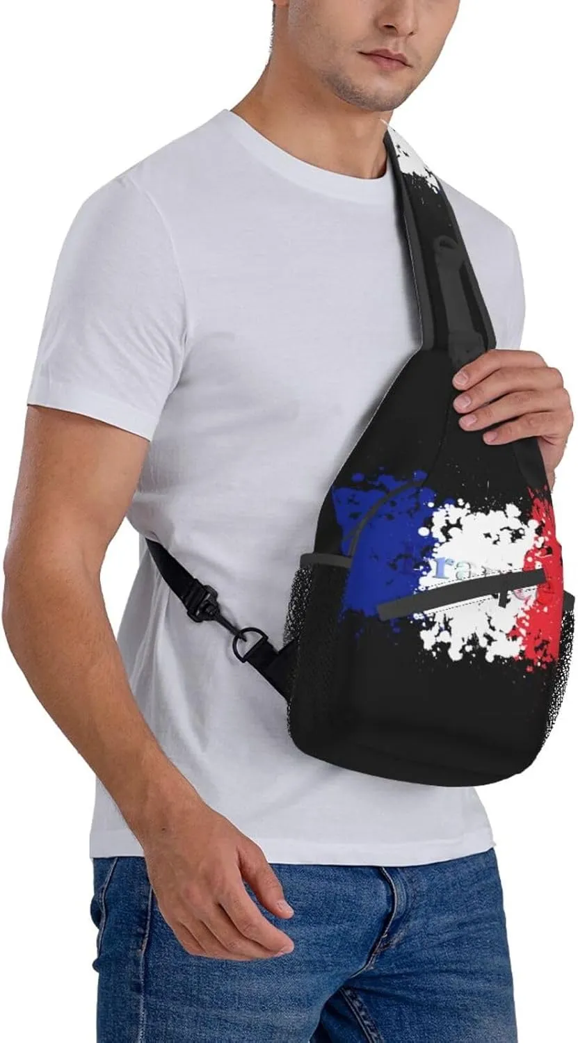 ASYG France Sling Bag France Flag Crossbody Chest Daypack Casual Backpack Shoulder Bag Hiking Bag Franch Bag