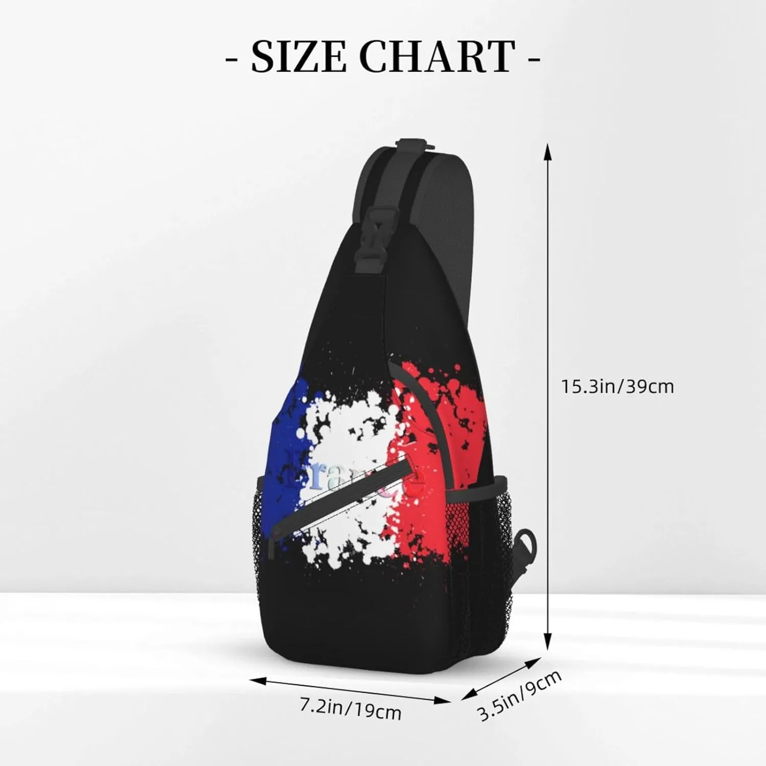 ASYG France Sling Bag France Flag Crossbody Chest Daypack Casual Backpack Shoulder Bag Hiking Bag Franch Bag