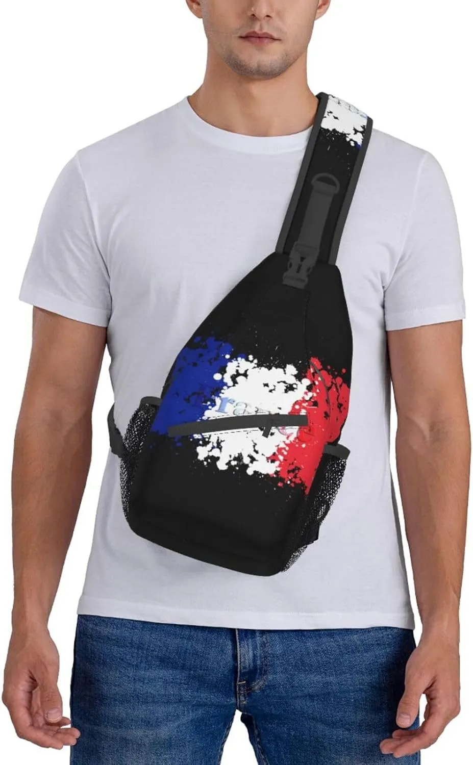 ASYG France Sling Bag France Flag Crossbody Chest Daypack Casual Backpack Shoulder Bag Hiking Bag Franch Bag