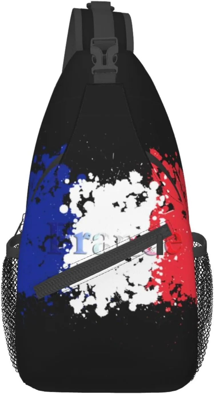 ASYG France Sling Bag France Flag Crossbody Chest Daypack Casual Backpack Shoulder Bag Hiking Bag Franch Bag