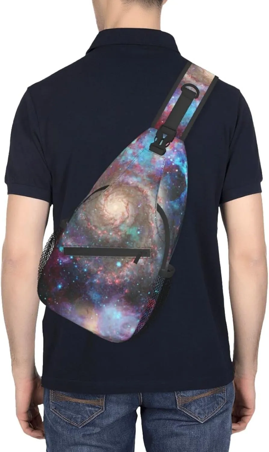 ASYG Galaxy Printed Sling Bag Star Crossbody Chest Daypack Casual Backpack Women Shoulder Bag For Travel Picnic