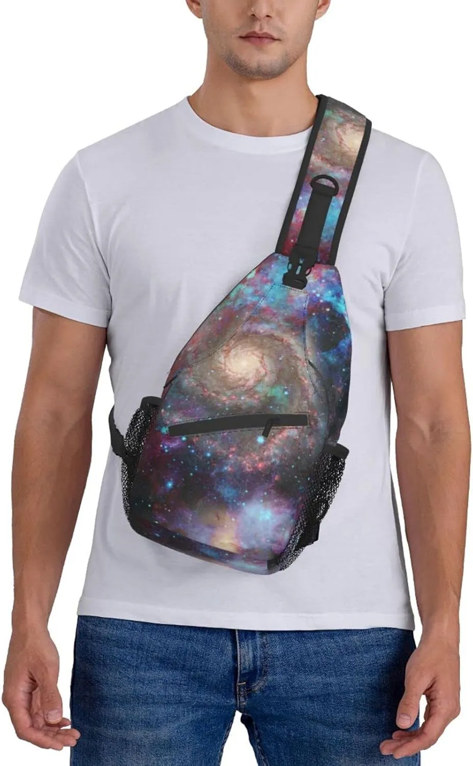 ASYG Galaxy Printed Sling Bag Star Crossbody Chest Daypack Casual Backpack Women Shoulder Bag For Travel Picnic