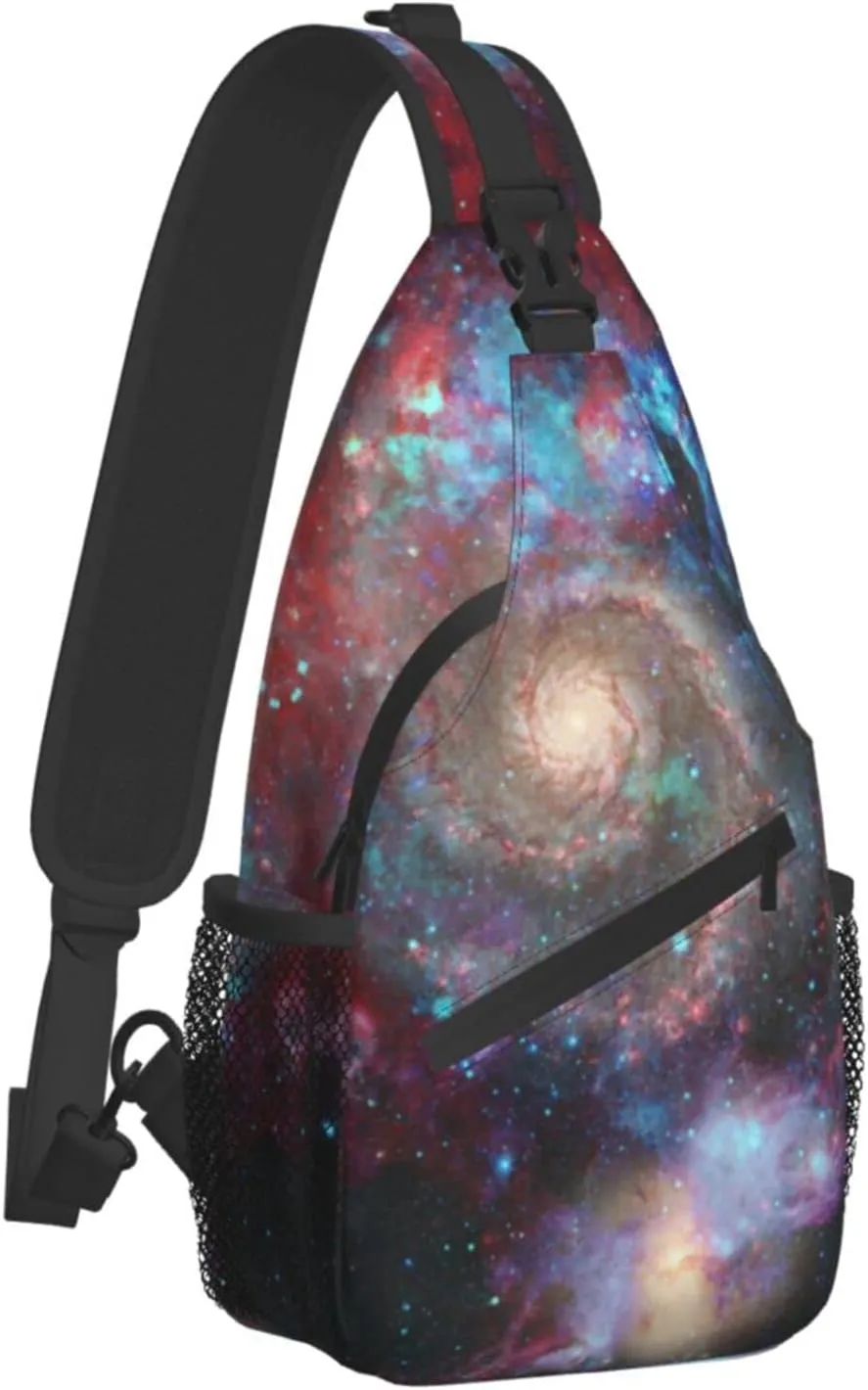ASYG Galaxy Printed Sling Bag Star Crossbody Chest Daypack Casual Backpack Women Shoulder Bag For Travel Picnic