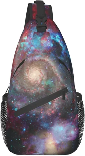 ASYG Galaxy Printed Sling Bag Star Crossbody Chest Daypack Casual Backpack Women Shoulder Bag For Travel Picnic