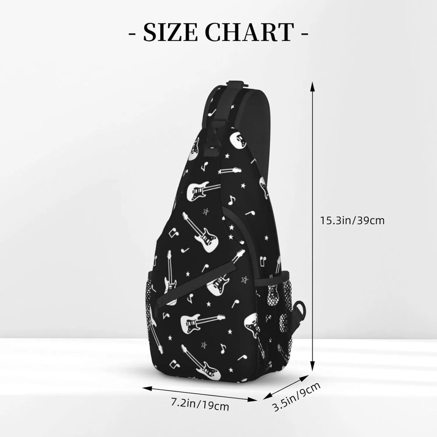ASYG Guitar Sling Bag Music Notes Crossbody Chest Daypack Casual Backpack Music Shoulder Bag For Travel Picnic