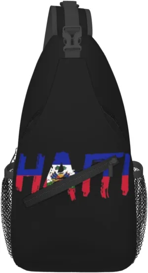 ASYG Haiti Sling Bag Haiti Flag Shoulder Bag Haiti Crossbody Chest Daypack Casual Backpack Flag Bag for Haitian