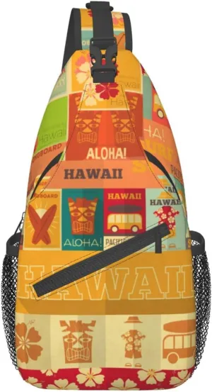 ASYG Hawaii Sling Bag Hawaii Flower Crossbody Chest Daypack Casual Backpack Hawaiian Shoulder Bag