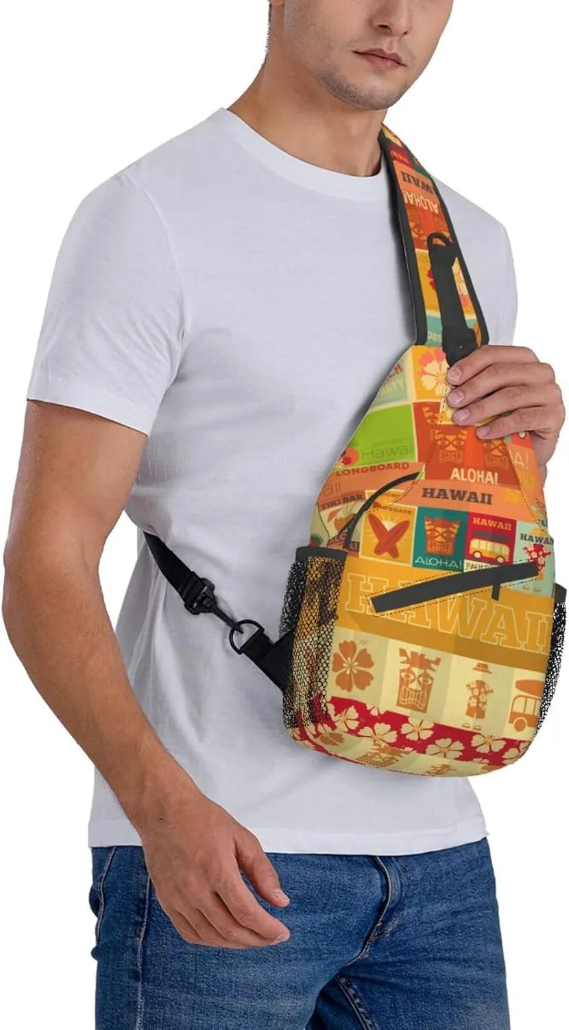 ASYG Hawaii Sling Bag Hawaii Flower Crossbody Chest Daypack Casual Backpack Hawaiian Shoulder Bag