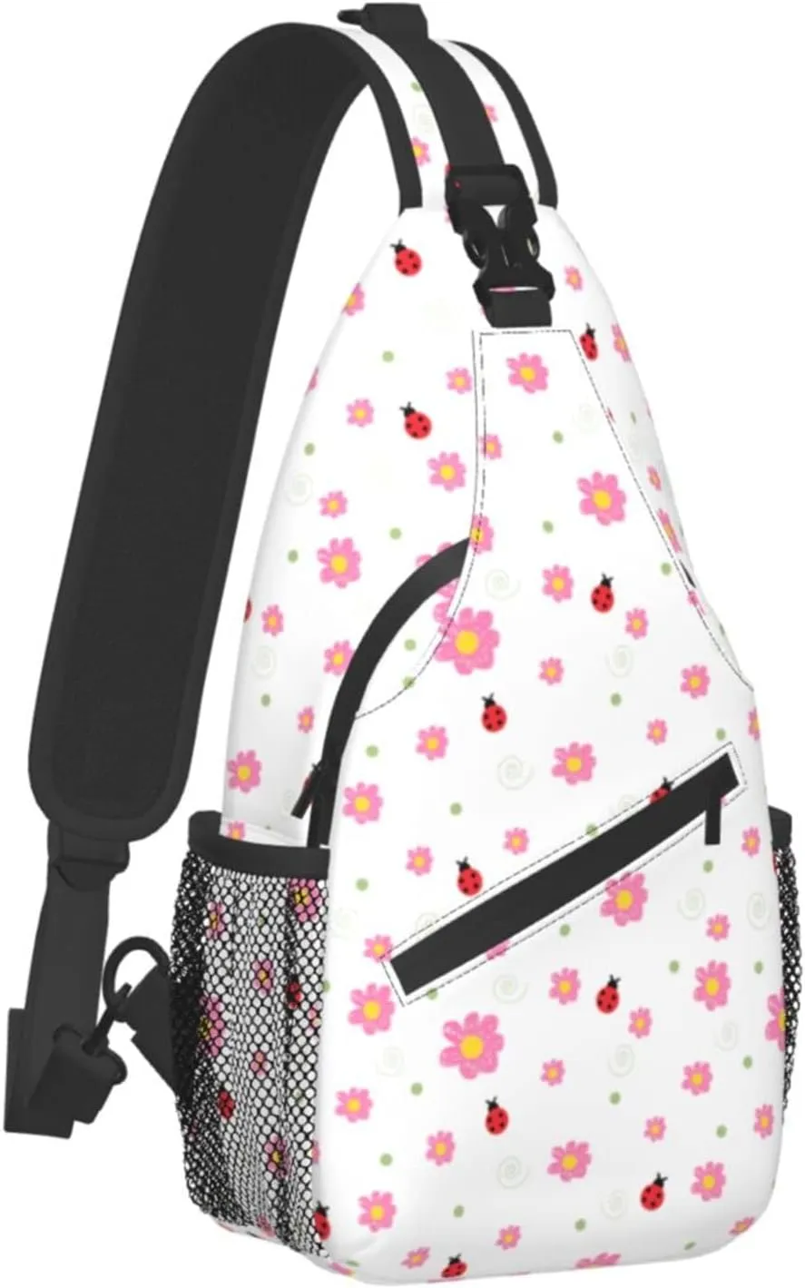 ASYG Ladybug Sling Bag Crossbody Chest Daypack Casual Backpack Cute Shoulder Bag For Travel Hiking Sport Gym