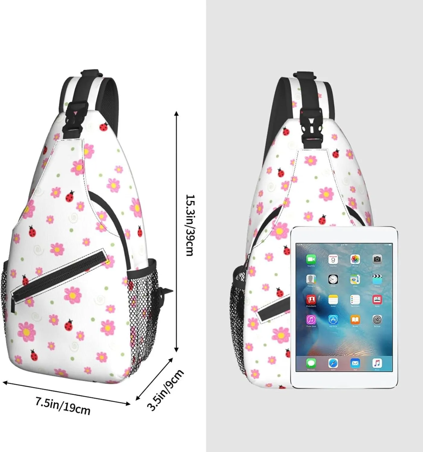 ASYG Ladybug Sling Bag Crossbody Chest Daypack Casual Backpack Cute Shoulder Bag For Travel Hiking Sport Gym