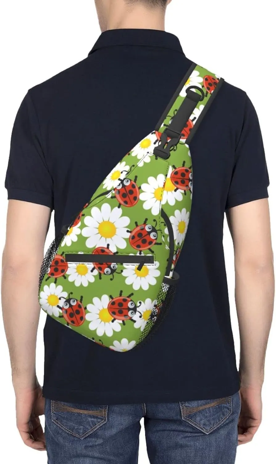 ASYG Ladybug Sling Bag Crossbody Chest Daypack Casual Backpack Cute Shoulder Bag For Travel Hiking Sport Gym
