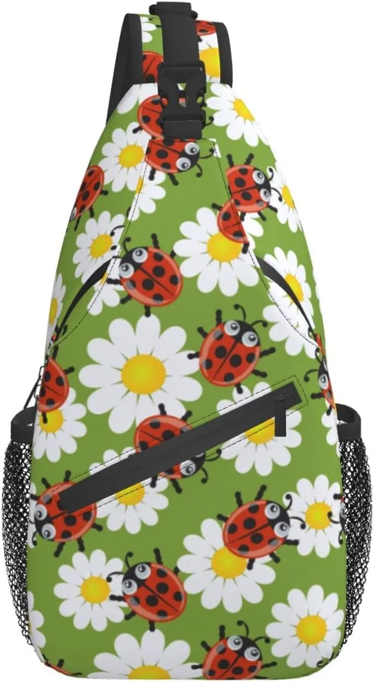 ASYG Ladybug Sling Bag Crossbody Chest Daypack Casual Backpack Cute Shoulder Bag For Travel Hiking Sport Gym