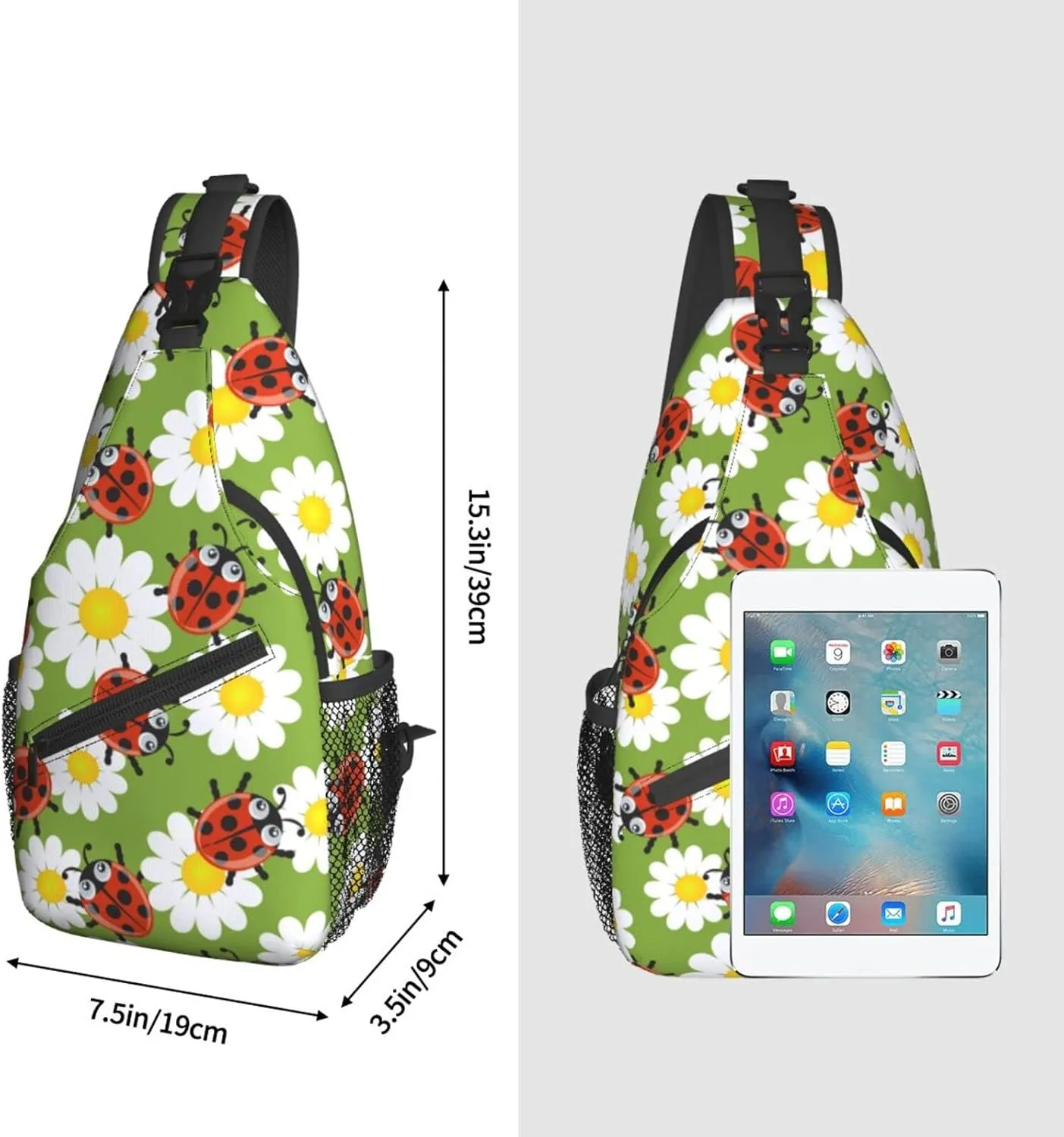 ASYG Ladybug Sling Bag Crossbody Chest Daypack Casual Backpack Cute Shoulder Bag For Travel Hiking Sport Gym
