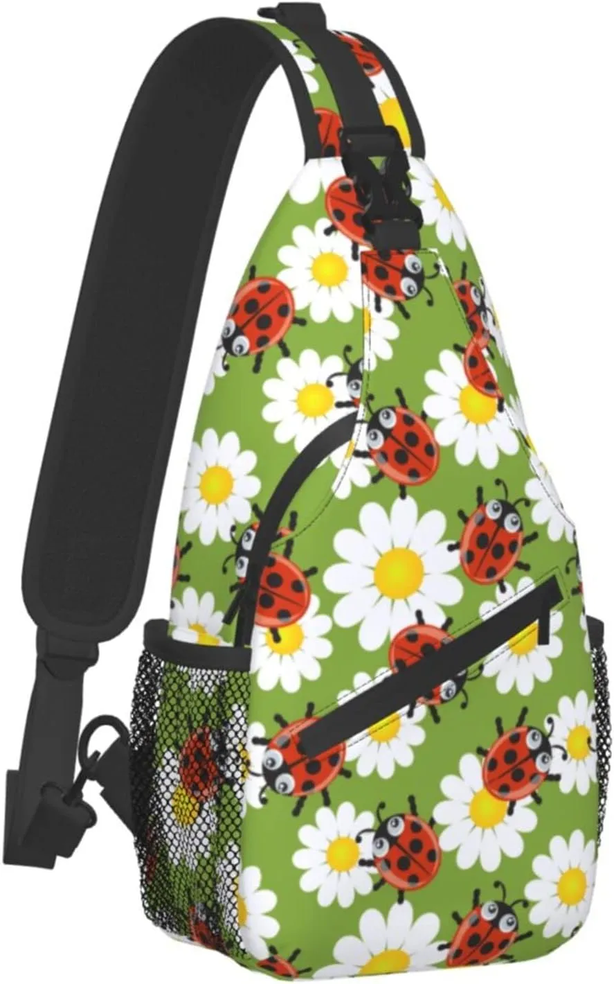 ASYG Ladybug Sling Bag Crossbody Chest Daypack Casual Backpack Cute Shoulder Bag For Travel Hiking Sport Gym