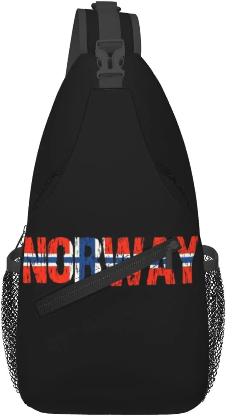 ASYG Norway Sling Bag Norway Flag Shoulder Bag Norway Crossbody Chest Daypack Casual Backpack Flag Bag for Norwegian