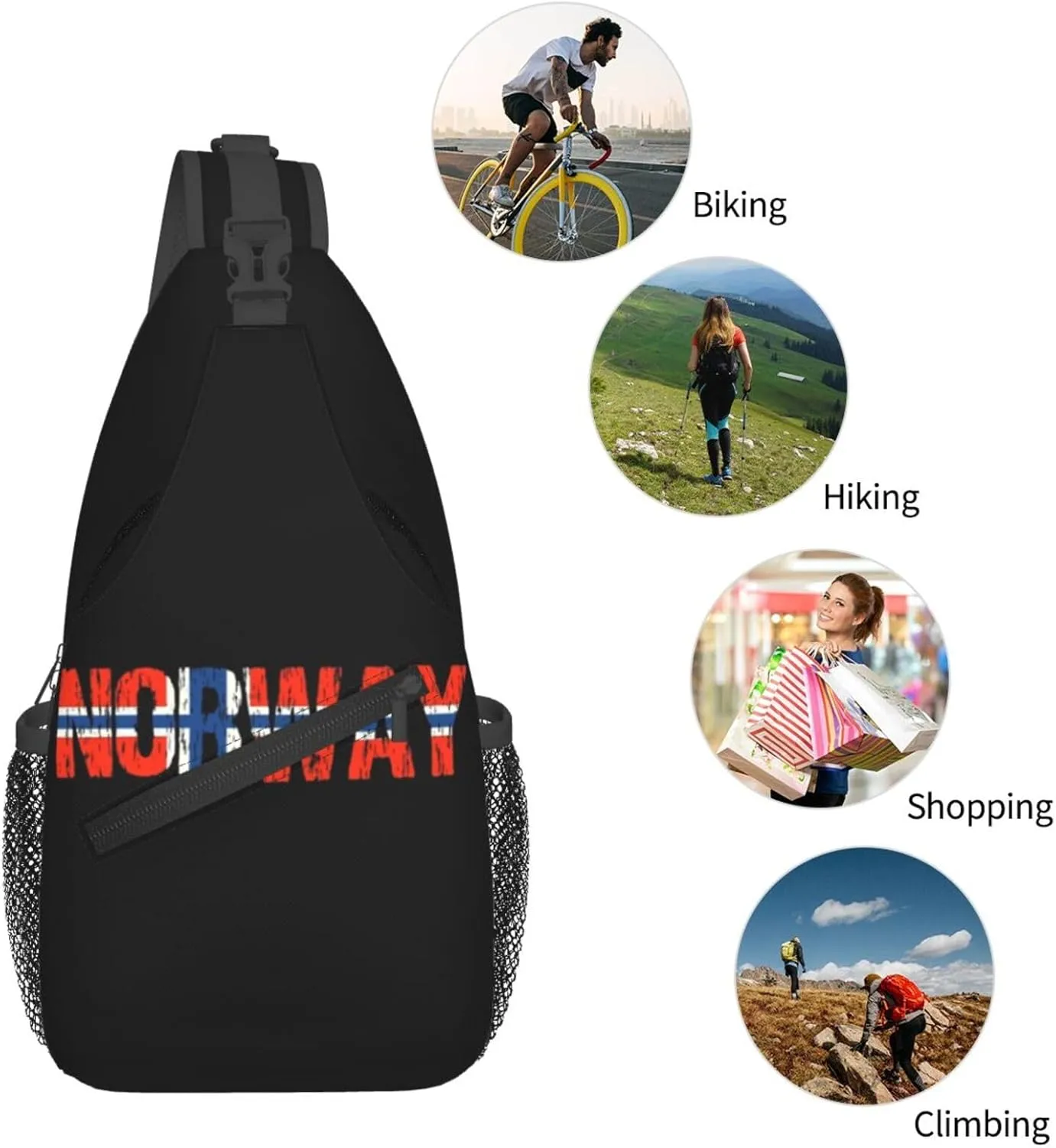 ASYG Norway Sling Bag Norway Flag Shoulder Bag Norway Crossbody Chest Daypack Casual Backpack Flag Bag for Norwegian