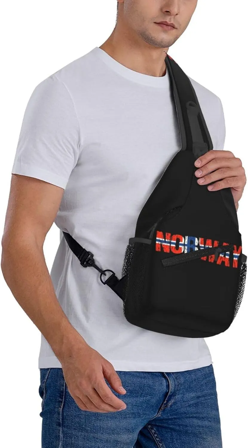 ASYG Norway Sling Bag Norway Flag Shoulder Bag Norway Crossbody Chest Daypack Casual Backpack Flag Bag for Norwegian