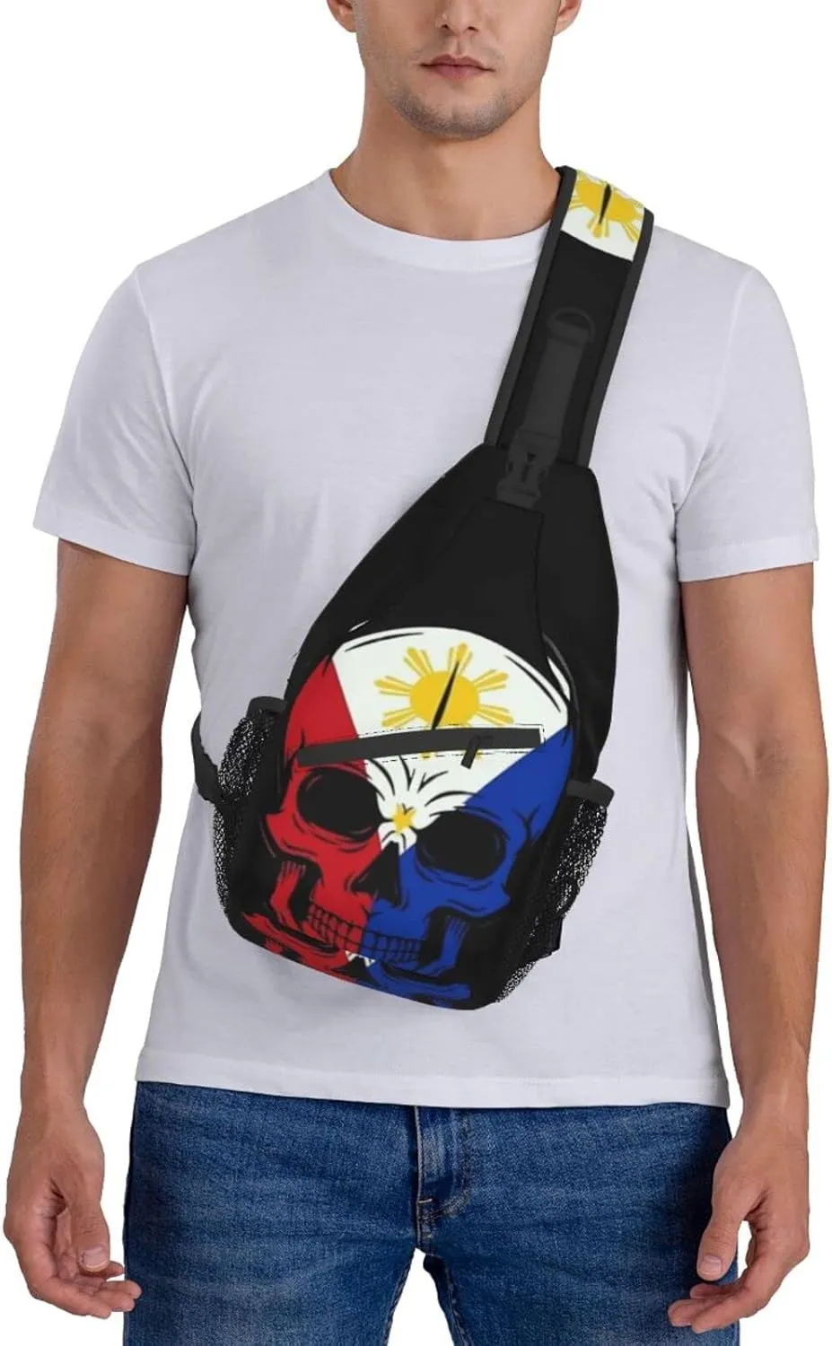 ASYG Philippine Sling Bag Philippine Flag Crossbody Chest Daypack Casual Backpack Filipino Shoulder Bag For Travel Picnic