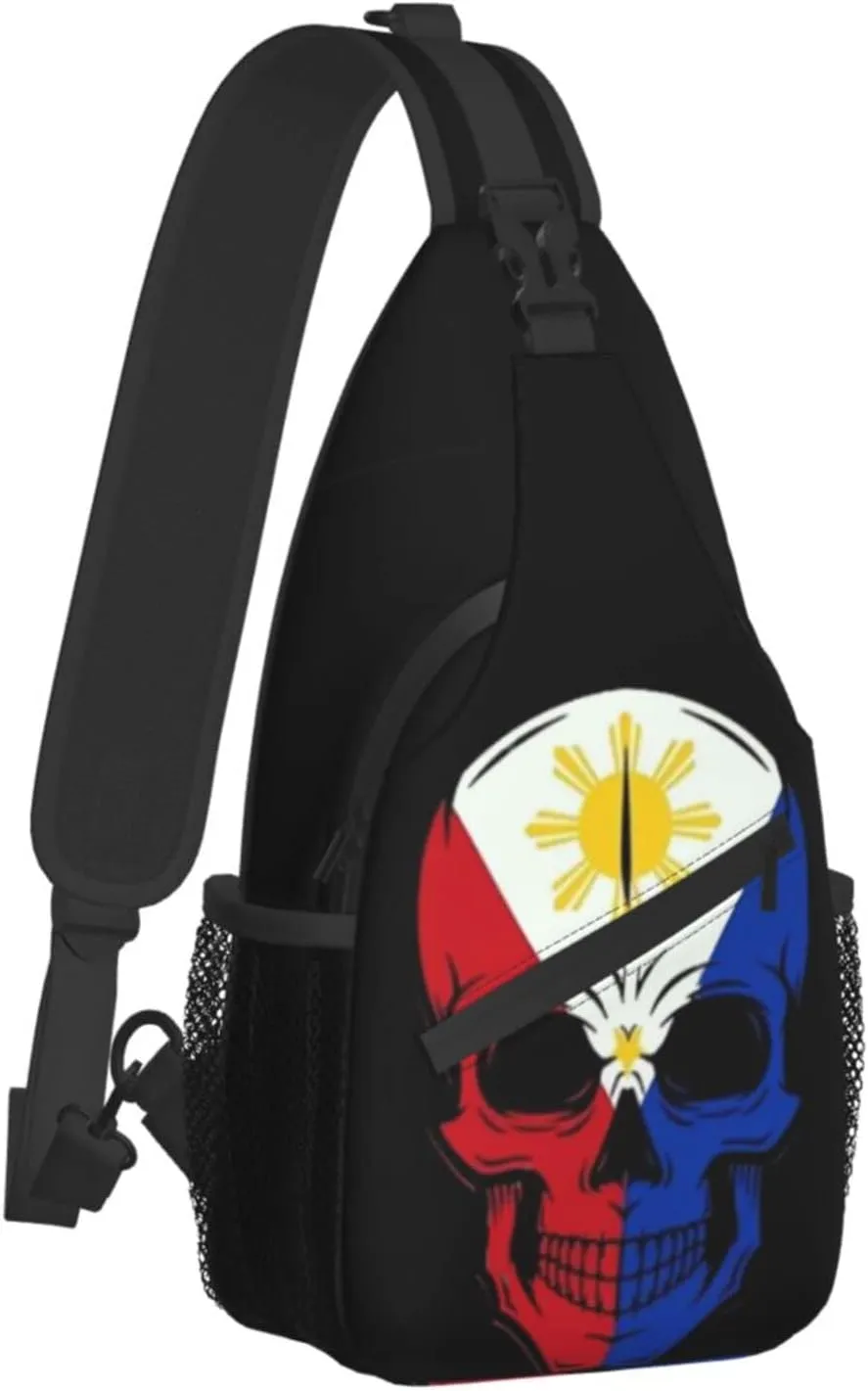 ASYG Philippine Sling Bag Philippine Flag Crossbody Chest Daypack Casual Backpack Filipino Shoulder Bag For Travel Picnic