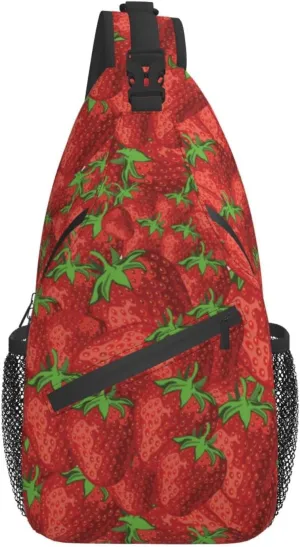 ASYG Strawberry Sling Bag Cute Crossbody Chest Daypack Casual Backpack Women Shoulder Bag For Travel Picnic