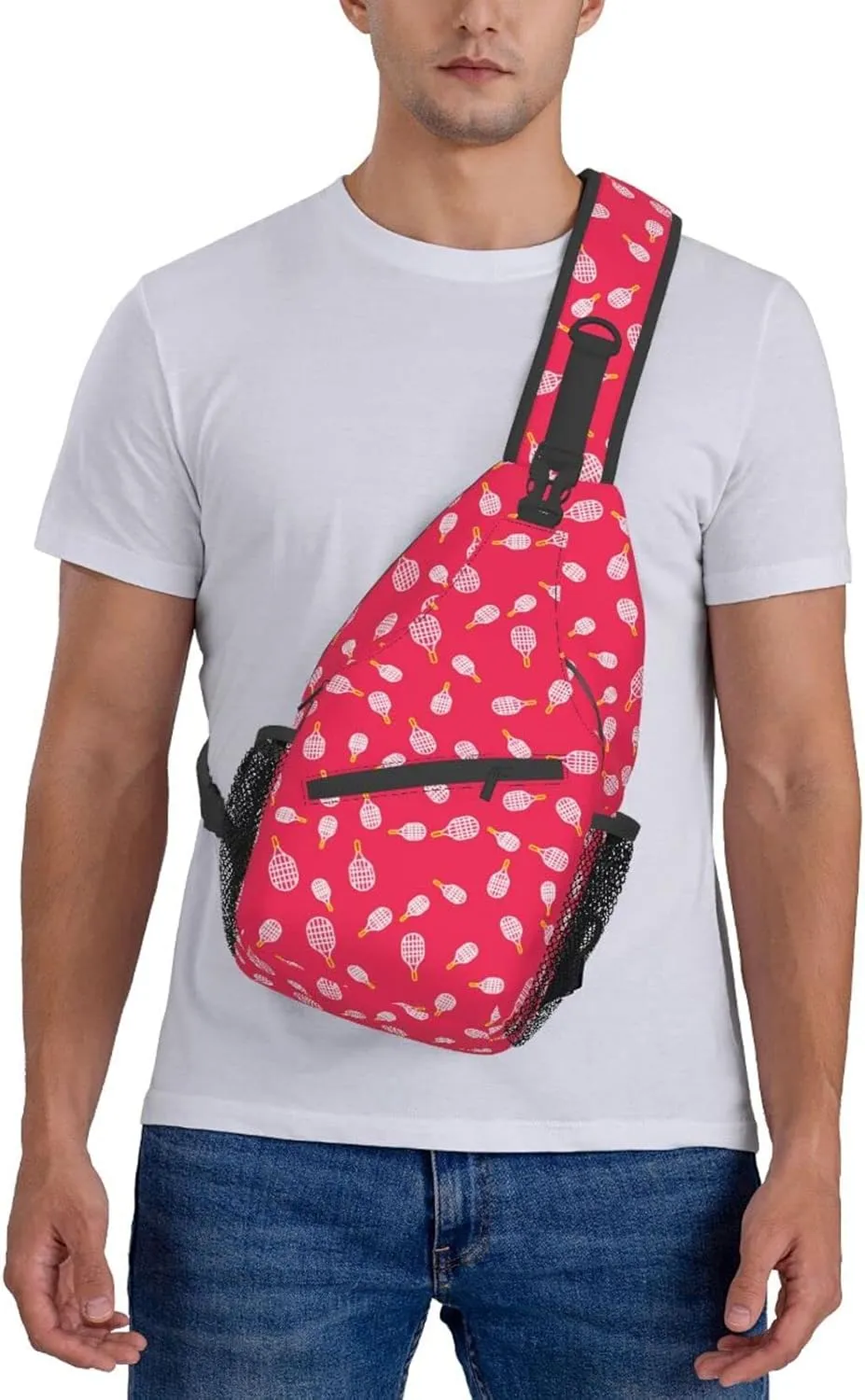 ASYG Tennis Sling Bag Sport Crossbody Chest Daypack Casual Backpack Tennis Shoulder Bag For Travel Picnic